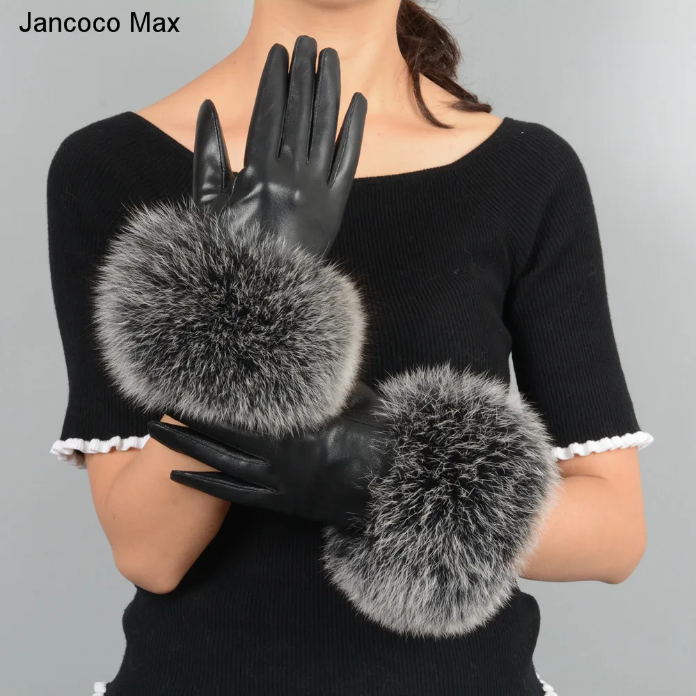 Genuine Leather Gloves for Women, Real Sheepskin and Fox Fur Gloves, Fashion Style, S7200, New Arrival