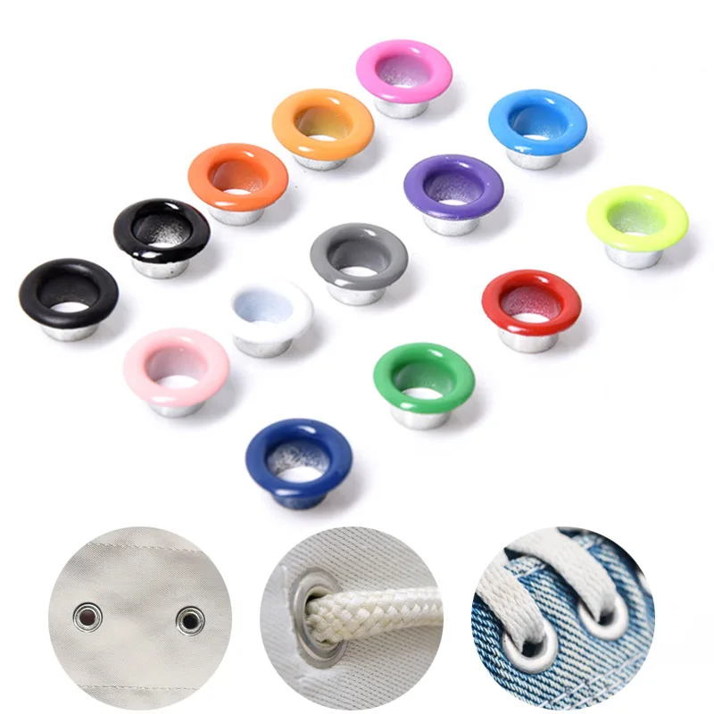 100Pcs Mix Color Spray Gas Eyelets Rivets Corn DIY Materials Color Buttonholes Multicolor Buckle Shoelaces Eye Metal Hole 4-6mm