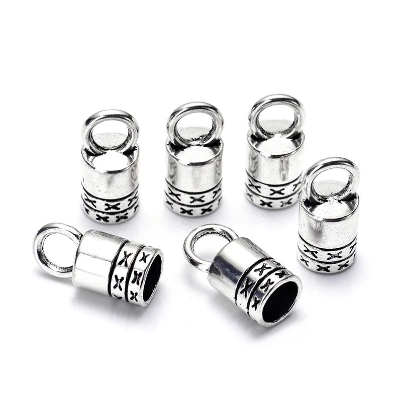20pcs/lot antique silver plated zinc alloy round charm bead caps leather cord end caps DIY Jewelry making for bracelet necklace