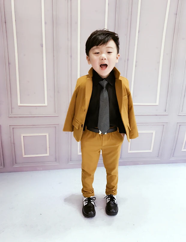 

2023 Spring Fall Boys Light Luxury Suit 2 Pcs Clildren's Clothing Set Kids Gentlemen Handsome Western-Style Clothes Dress X352