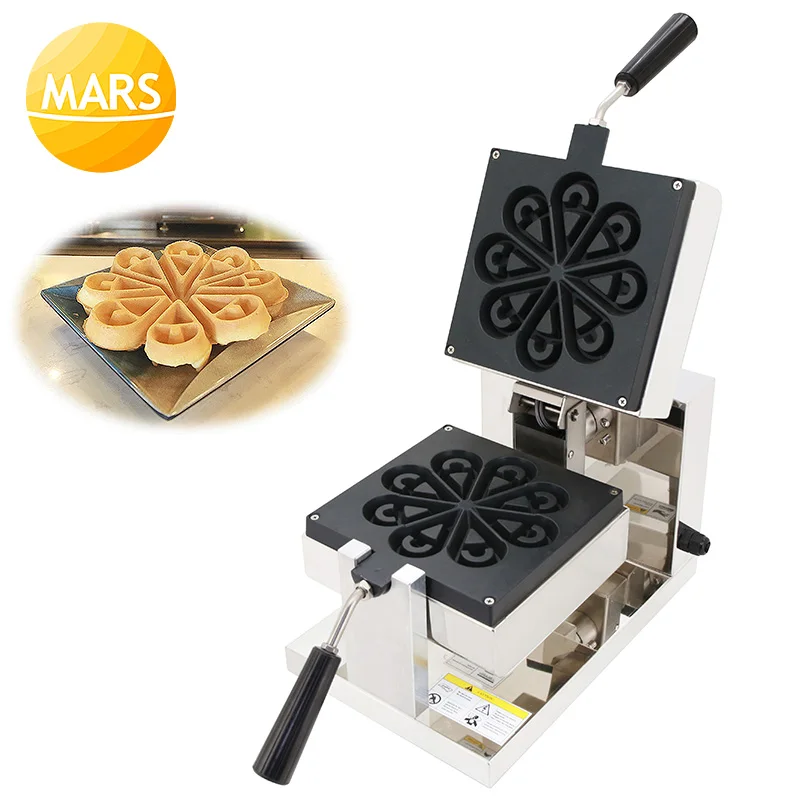 

Professional Rotating Belgian Waffle Makers Automatic Flower Blossom Shaped Flip Waffle Machine Iron Baker Equipment