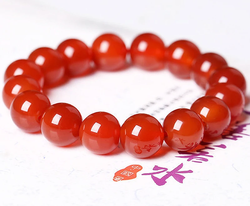 Trendy Stone Unisex Round natural carnelian Bracelet,6MM(28pcs)red carnelian crystal  Bracelet jewelry