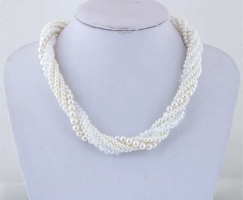 Kymyad Choker Necklace Women Imitation Pearl Jewelry Beads Necklaces Multilayer Collier Femme Bijoux Chunky Necklaces