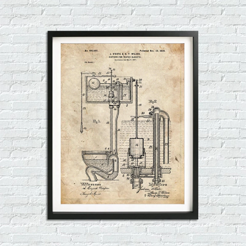 Bathroom Patents Blueprints Vintage Posters Wall Art Prints Bathroom Decor , Barber\'s Gifts Painting Pictures for Barber Shop