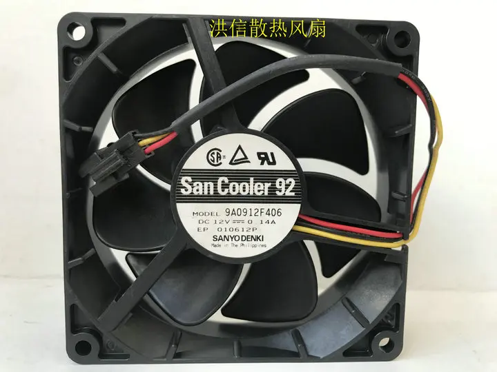 

SANYO DENKI 9A0912F406 DC 12V 0.14A 92x92x25mm Server Cooling Fan