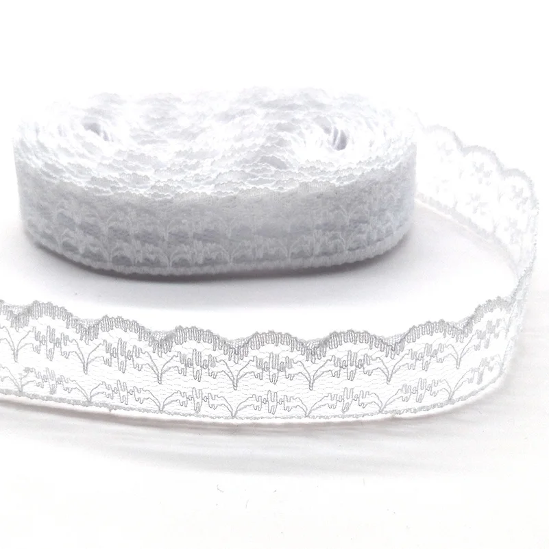 10Yards High Quality Beautiful White Lace Ribbon Tape 22MM Lace Trim DIY Embroidered For Sewing Decoration African Lace Fabric