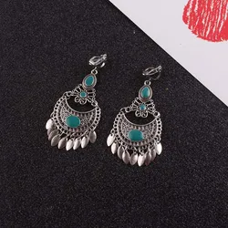 JIOFREE 5 color tassel Vintage Clip on Earrings Without Piercing For Women Ethnic Jewelry wholesale