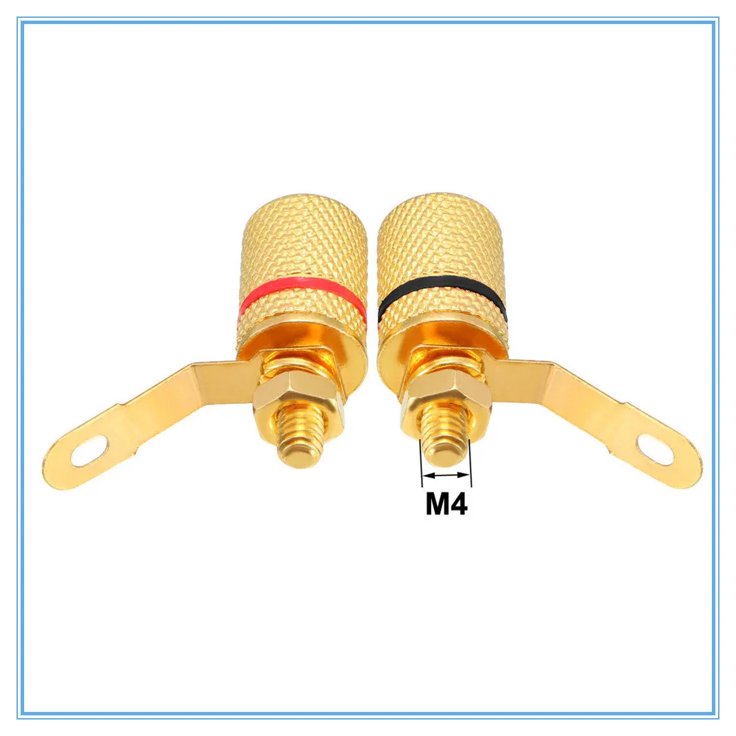 2Pcs Gold Plated Amplifier banana plugs Video Speaker Terminal Connectors Binding Post 4mm Banana Jack Outlet