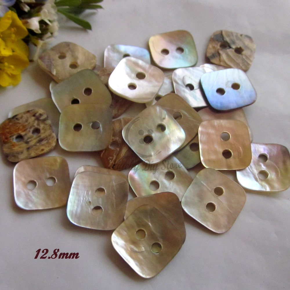 50pcs 12.8mm 2 hole square shape natural shell shirt buttons for sewing Diy craft decorative accessories