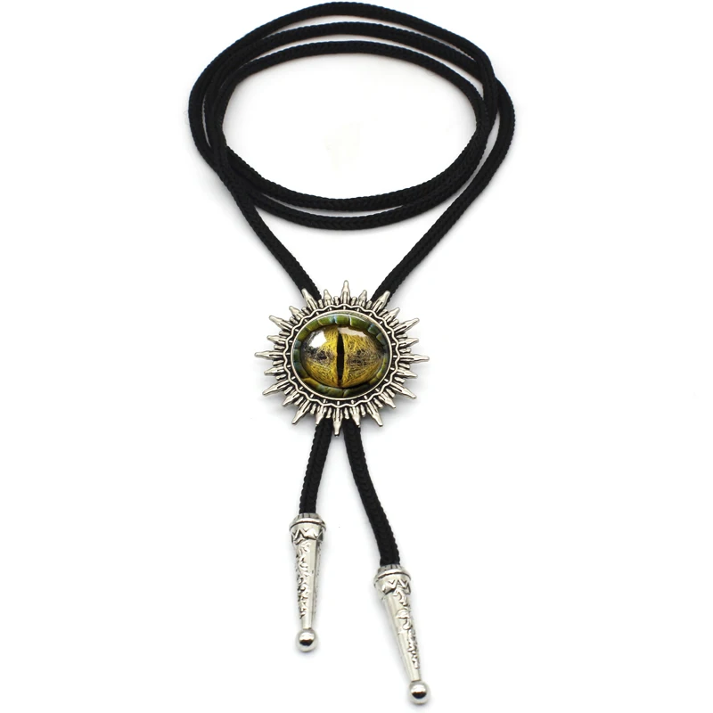BOLO-0019 New Arrival Dragon Eye Cowboy Bolo Tie Handmade Glass Dome Sauron Eye Jewelry Glass Cabochon Neck Tie