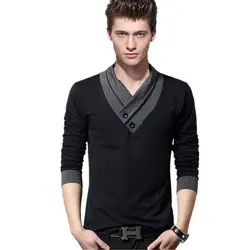 Men's T Shirts Fashion 2024 New Spring Long Sleeve T Shirts Men Black Button Stand Collar Fitness Slim Fit Tshirt Plus Size 5XL