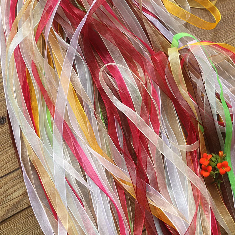 Mix Random delivery 50 yards 2cm-4cm beautiful silk Organza Wedding Decoration ribbon crafts gift packaging belt