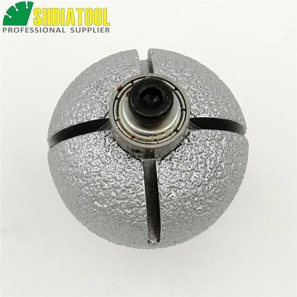 SHDIATOOL No.14 Radius 15mm Vacuum Brazed Diamond Router Bits With Bottom Stop Bearing, Router Cutter For Stone, Rome-3 Type