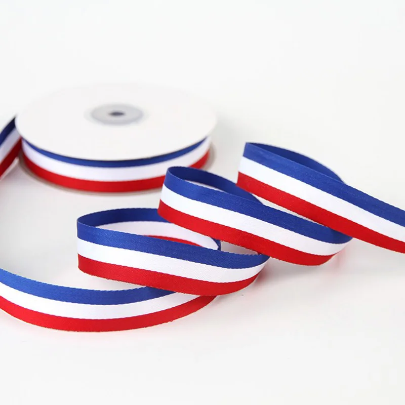 France Flag Print Pennant Bunting+Width 25mm Red White Blue Stripe webbing Grosgrain gift wrap ribbon Clothing Accessories