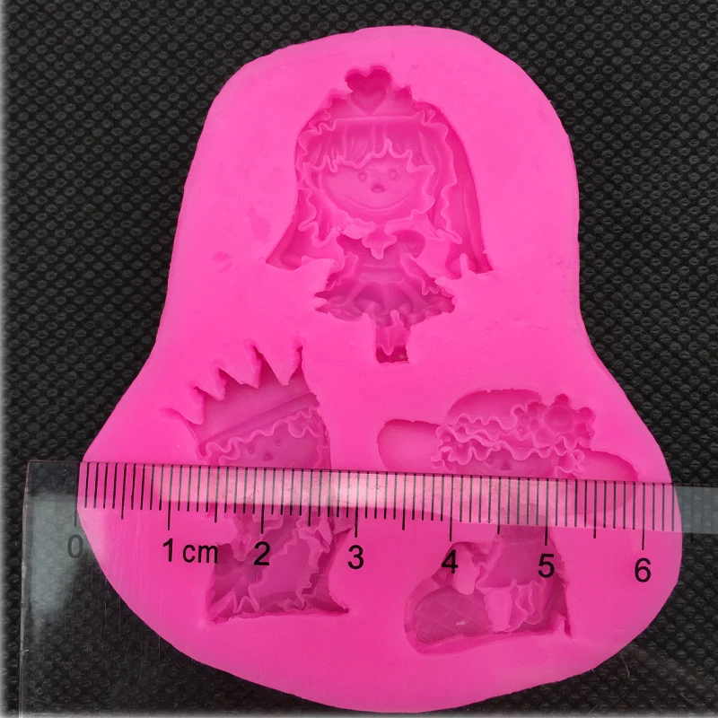 Princess Bride girl Shape fondant silicone mold kitchen baking chocolate pastry candy Clay making cupcake decoration tools F0119