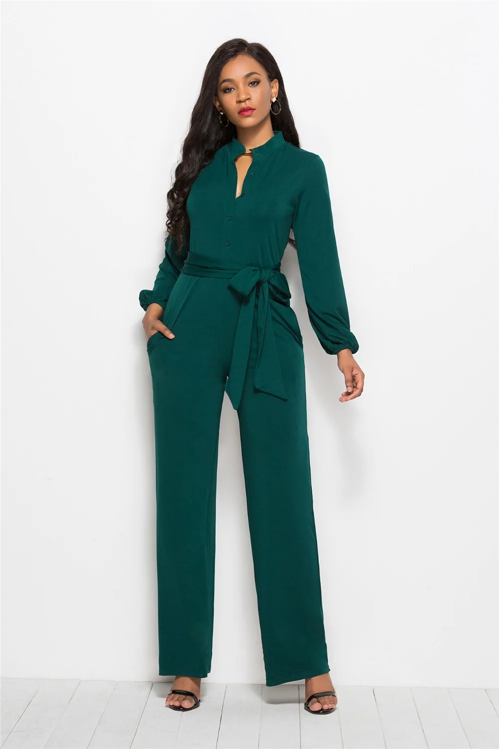 Women Oversize Bandage Long Sleeve Jumpsuit Casual Rompers Female Streetwear Overalls Spring Autumn Jumpsuits