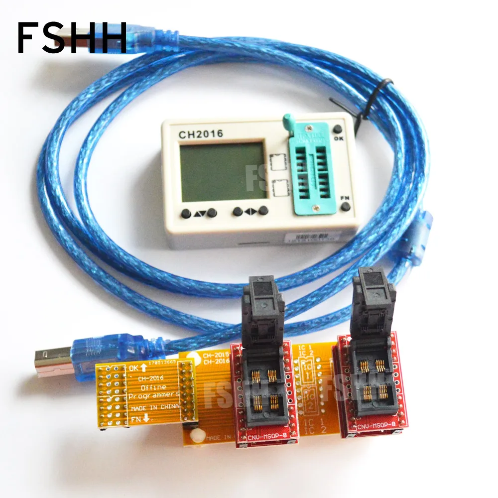 

USB SPI FLASH programmer CH2016 Multi offline programmer+Clamshell MSOP8+MSOP8 test socket Production 1 drag 2 programmer