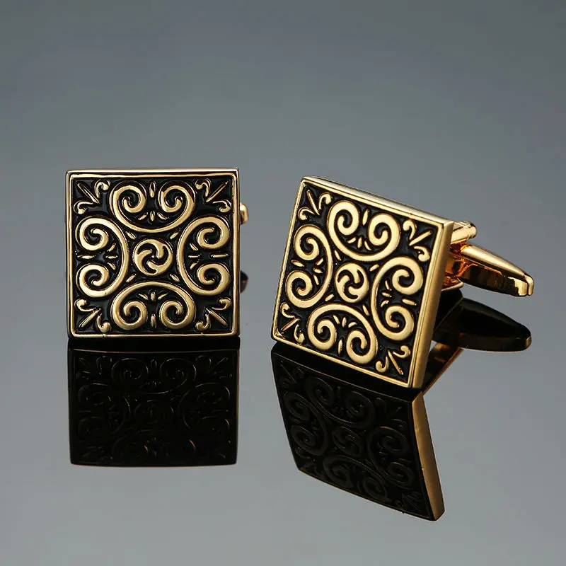 DY New luxury jewelry brand of high-grade mahogany carbon fiber retro pattern Cufflinks men\'s shirts Cufflinks