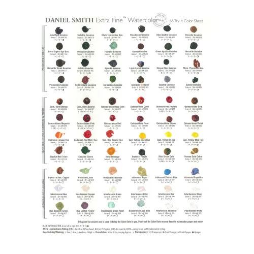 Daniel Smith Watercolor Dot Color Chart 66 colors 237 colors