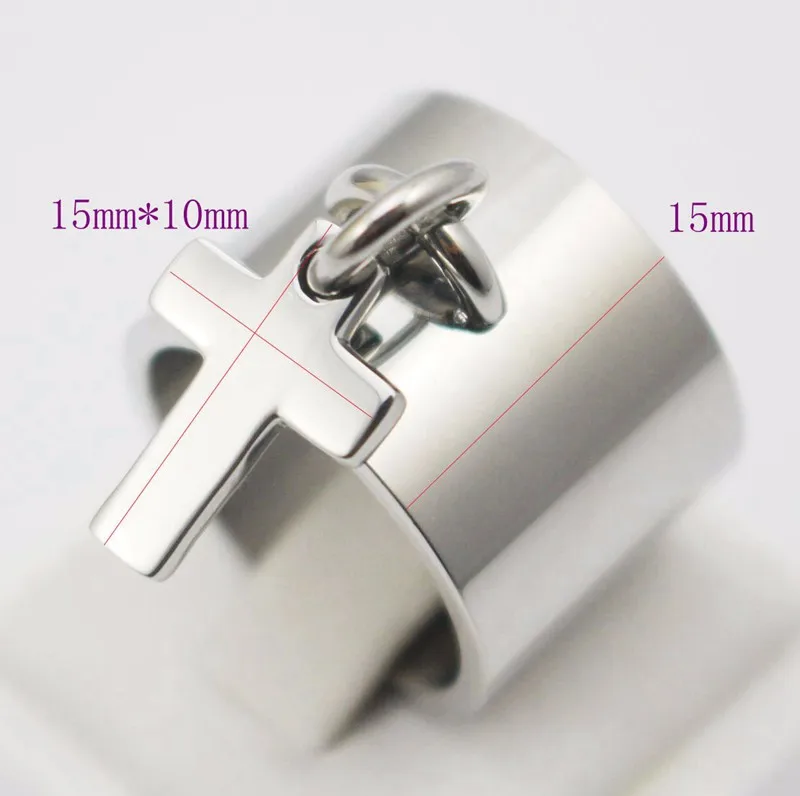 Finger Ring Silver Color Femme Rings Wide Stainless Steel Cross Ring Jewelry For Women\'s Gifts Size 7 8 9 10 6 11