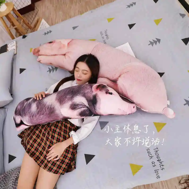 50cm 90cm 150cm Big size 3D Printing Simulated Pig Stuffed Pillow Realistic Pig Plush Animal Throw Pillow Sofa Decor Cushion