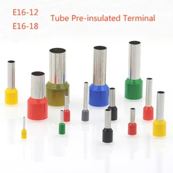 100Pcs Tube Insutated Cord End Terminals Electrical Crimp Terminal Wire Connector E16-12 E16-18 Wiring Cable Ferrules 6AWG 16mm2