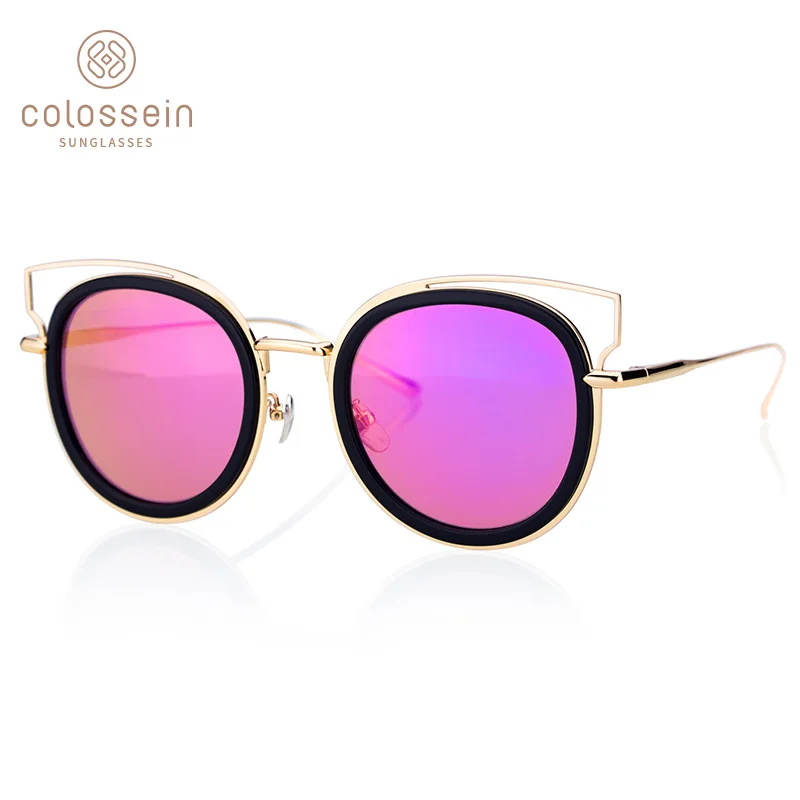 

COLOSSEIN PINGLAS Modern Retro Cat Eye Sunglasses Design Street Coating Glasses Women Black Blue Frame Summer Eyewear UV400