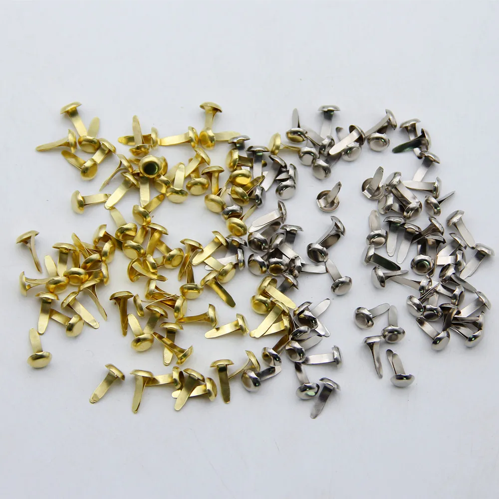 100pcs 8*14/16mm Solid Color Metal Mini Brads For DIY Embellishment Decor Scrapbooking Fastener Handmade Photo Album Frame Craft