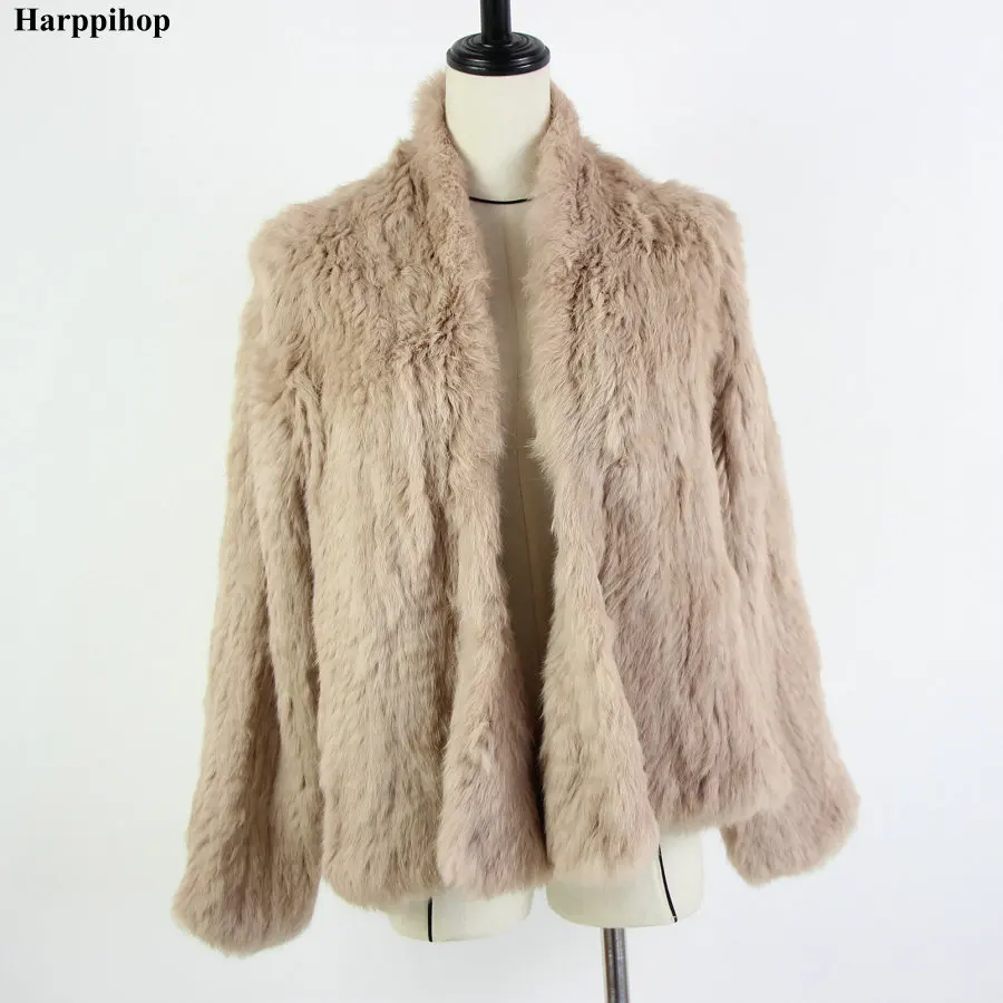 2021 heißer verkauf gestrickte kaninchen pelz jacke popuplar mode pelz jacke winter pelzmantel für frauen * harppihop