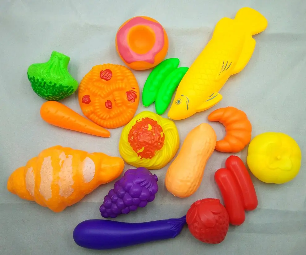 Unisex Finished Goods Plastic Toys Simulation Food Fruit Persimmon Arowana Holland Bean Peanut Ham Horn Bag Strawberry Carrot