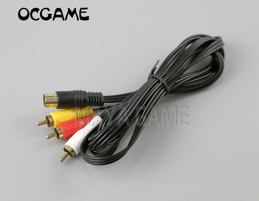 10pcs Durable 1.8M 6ft Audio Video AV Cable For Sega SS For Saturn A/V RCA Connection Cord Gold Plated Connector