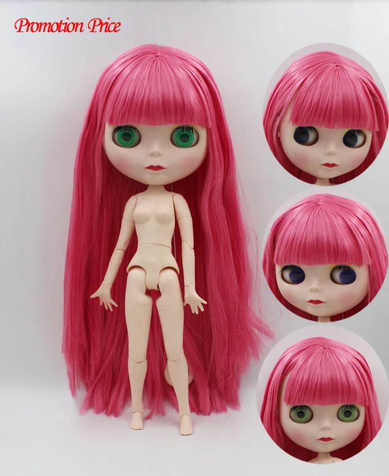 

Promotion price BJD joint 2 TMJ DIY Nude Blyth doll birthday gift 4 colour big eyes dolls with beautiful Hair cute toy