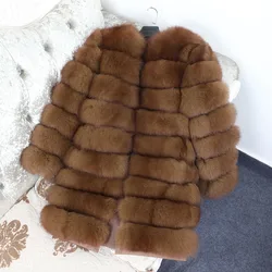 2024 MAOMAOKONG New Women's Natural Fur Real Fox Coat Winter Women Jacket Coat Vest Girl Leather Fashion Coat