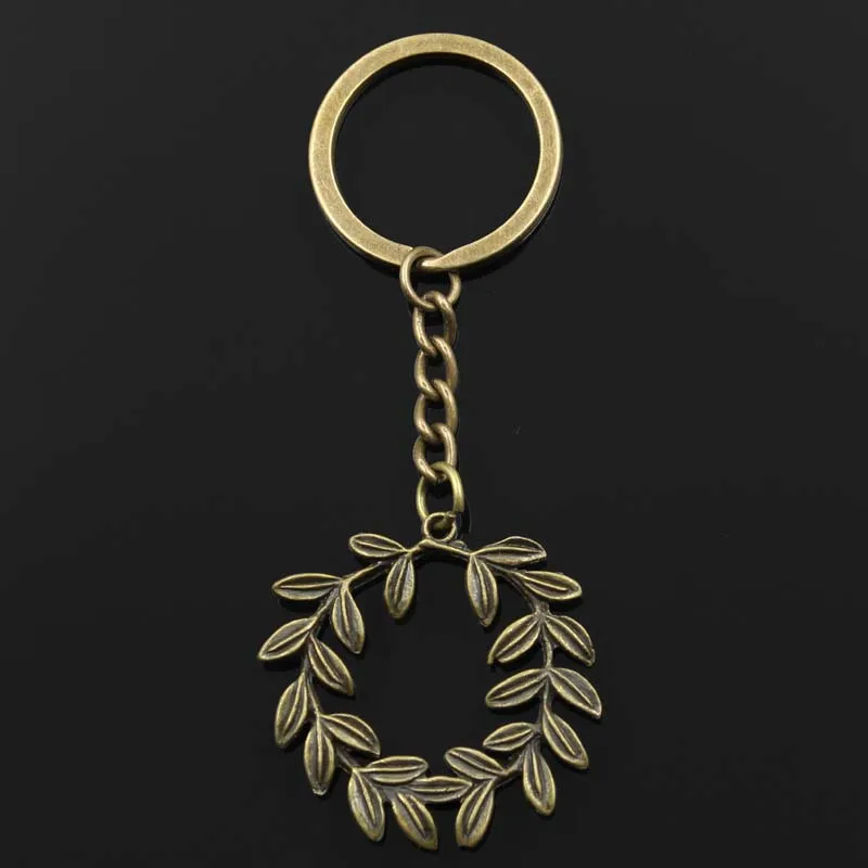 Fashion Olive Branch Wreath 41x36mm Pendant 30mm Key Ring Chain Bronze Silver Color Men Car Gift Souvenirs Keychain Dropshipping