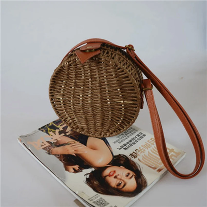 

2019 new straw bag round Mori straw small round bag i wild single shoulder diagonal package holiday travel beach bag