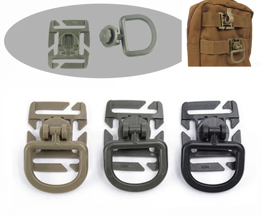 1pc MOLLE Clip Carabiner Sternum Strap Swivel D-Ring Rotation Plastic Buckle Hooks Webbing Locking EDC Gear Outdoor Tool Camping