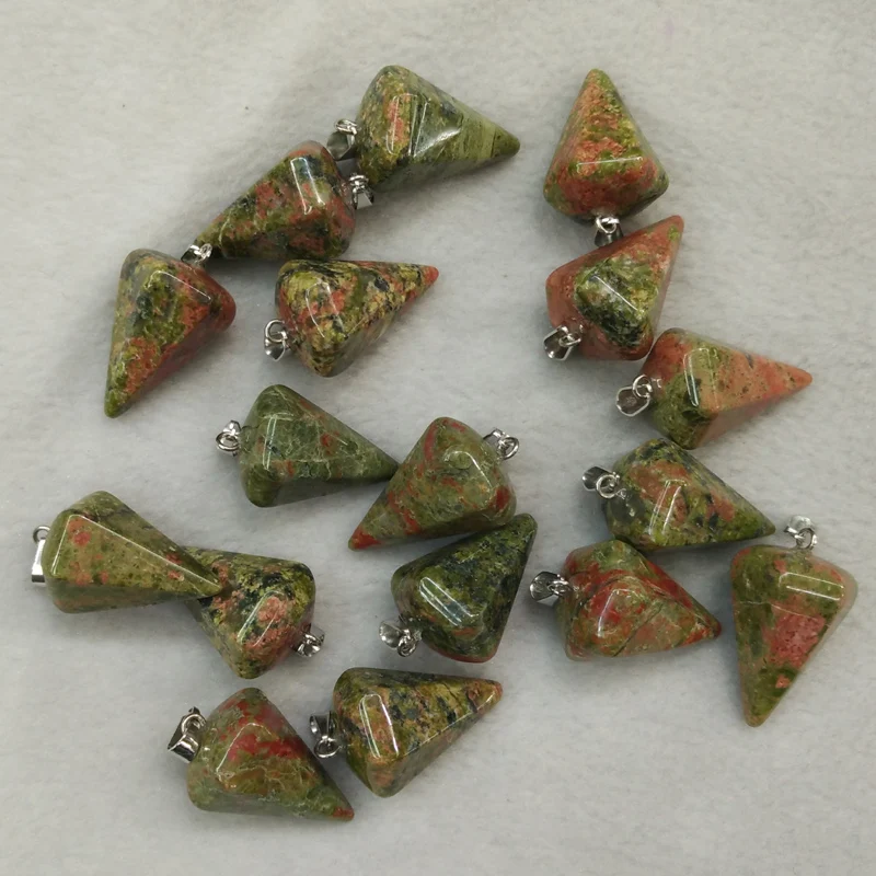 Wholesale 12pcs/lots fashion top quality natural flower green hexagon pyramis pendants for jewelry making free shipping