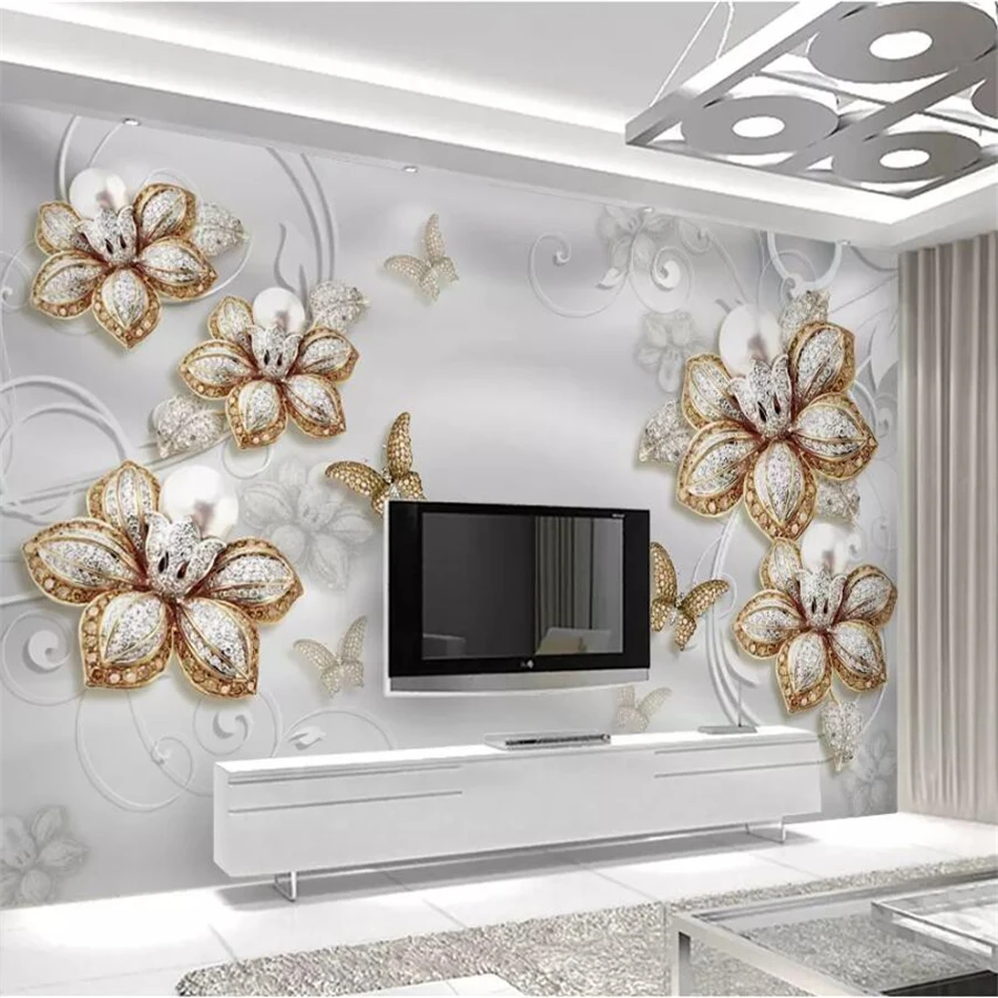 

wellyu papel de parede Custom wallpaper 3d photo murals luxury European jewelry flower обои background wall decorative painting