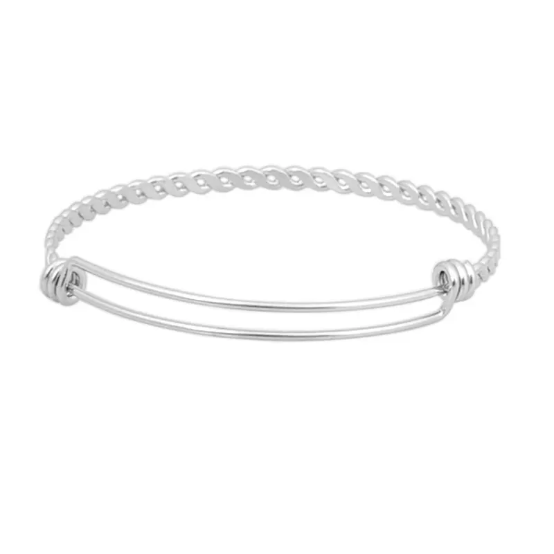 JOYMARK 20pcs/lot Newest Fashion 1.5mm Custom Charm Stainless Steel Adjustable Twisted Wire Bangle Bracelet SCB-A006A