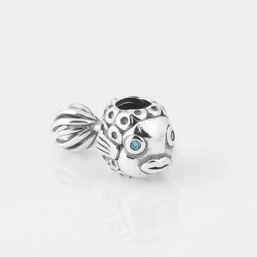 

Angel Fish Charm Beads Vintage 925 Sterling Silver Animal Thread Hole Beads Fits Pandora Bracelet Diy Jewelry Making