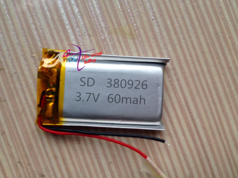 380926 3.7V 60mah silver rod polymer lithium battery smart Bracelet Bluetooth headset manufacturers selling