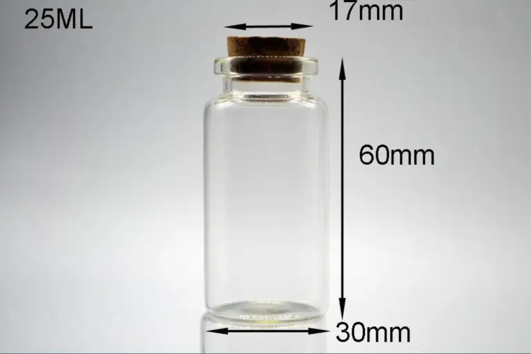 

50pcs 30*60mm Small Wish Bottle Clear Empty Wishing Glass Message Vial With Cork Stopper Mini cosmetics Containers home decor