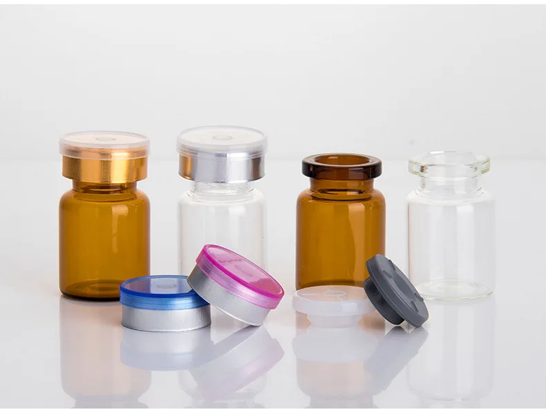 500pcs/lot Clear & Amber Empty Injection Glass Vial with Center Flip Off Cap Transparent Liquid Medicine Glass Containers