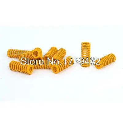 8mm OD 20mm Long Light Load Stamping Compression Mould Die Spring Yellow 10pcs