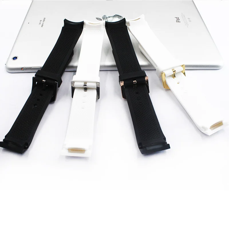 Watch Accessories for Armani 23mm Silicone Strap Model AR5985 AR5977AR5987 AR5978 Curved Interface Pin Buckle Watch Band