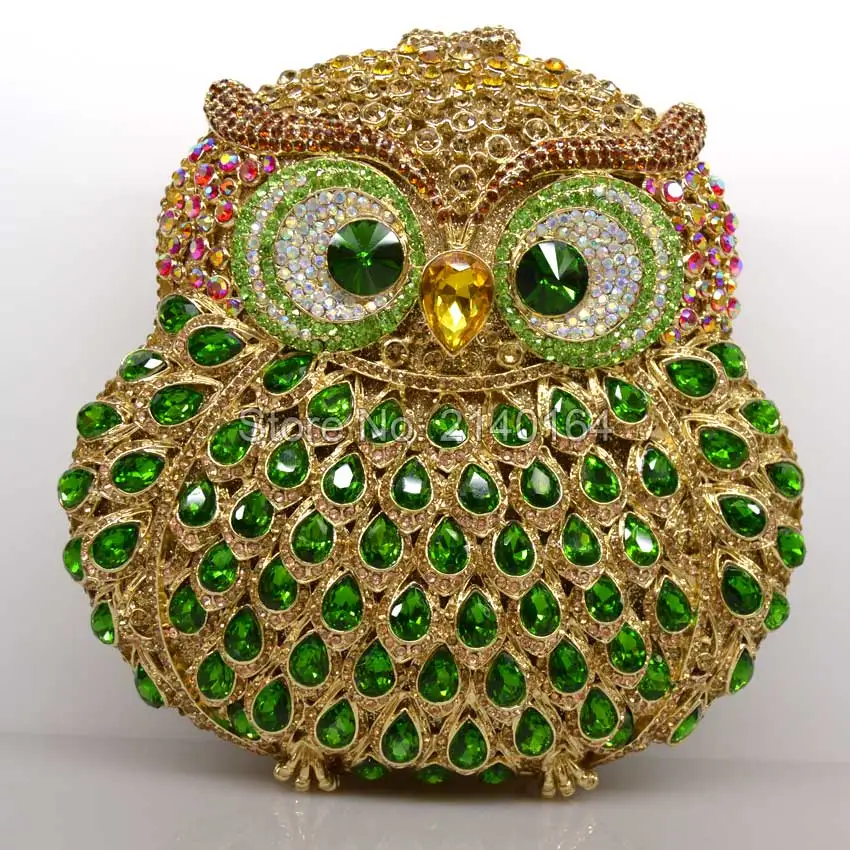 

studded jeweled green Owl clutch Wedding Bridal purse Luxury Diamond Evening Bags Lady clutch Women Crystal Party Bags Hot Q07