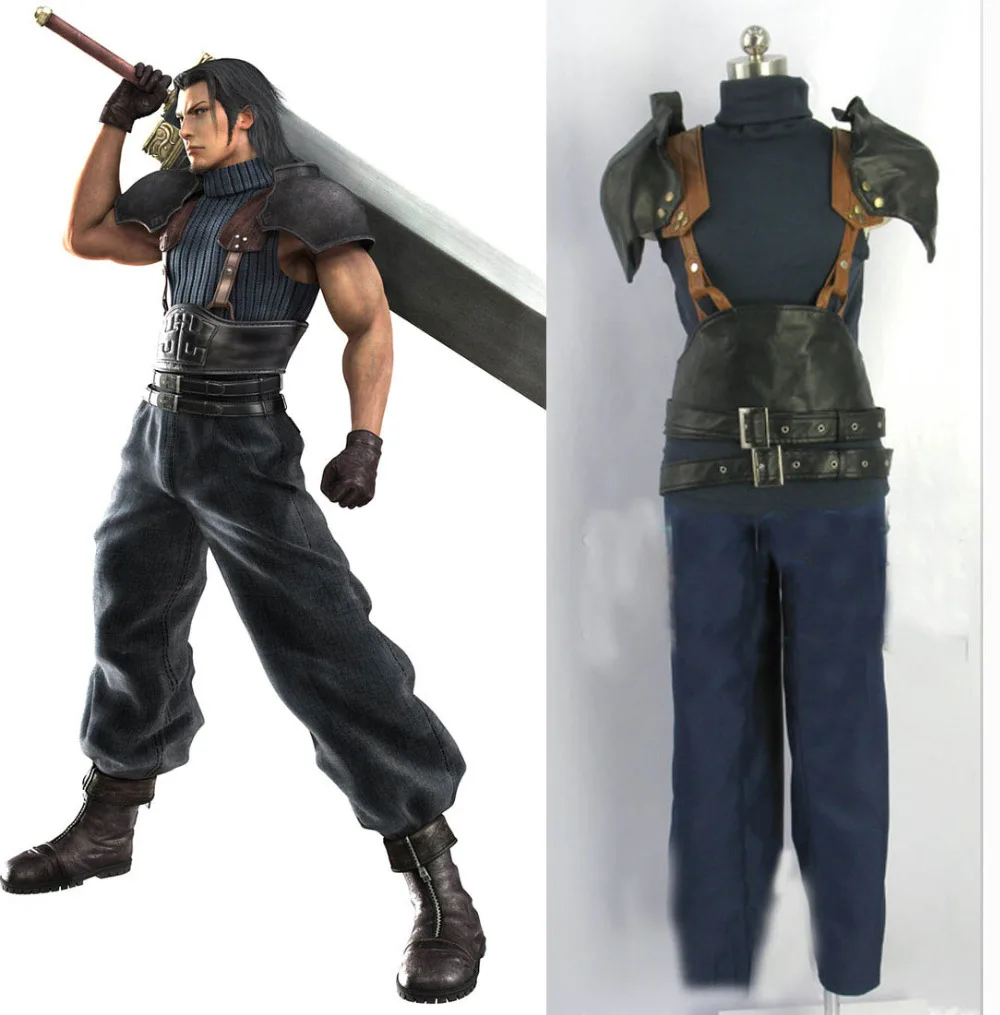 Final Fantasy VII 7 Crisis Core Zack Fair Cosplay Costume Adult Men Game Cos Clothes Custom made best price 11