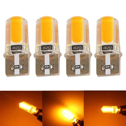 4pcs T10 194 168 W5W COB LED Car Canbus Silicone Width Side Marker License Plate Turn Clearance Lights Signal Lamp Bulb Amber