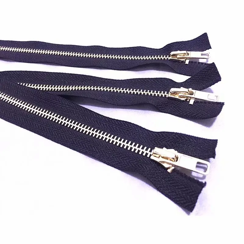 10 inch closed bottom Gold teeth zips Black Metal Zippers