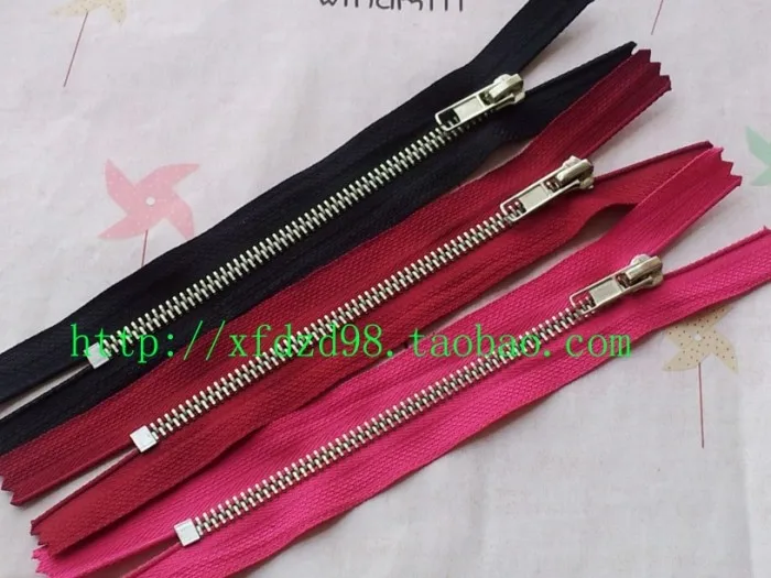 20cm 5# close-end white silver brass metal zipper with slider bag garment hat diy accessories 24 colors length customize744